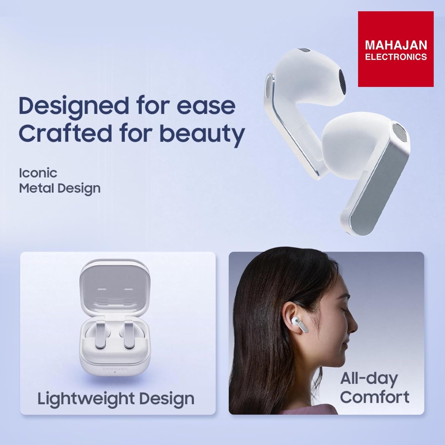 Samsung Galaxy Buds4 (White) in-Ear Wireless Earbuds with Hi-Fi Audio | Adaptive ANC and EQ 2.0 | 360-Audio – Mahajan Electronics Online.