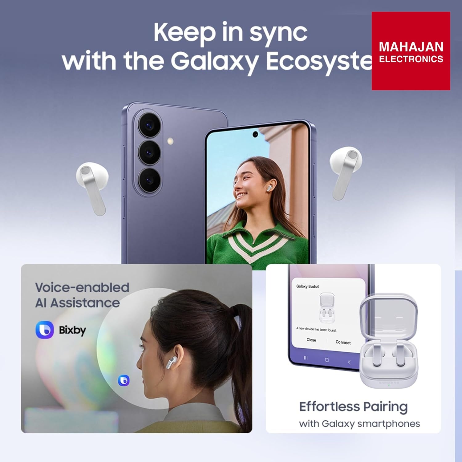 Samsung Galaxy Buds4 (White) in-Ear Wireless Earbuds with Hi-Fi Audio | Adaptive ANC and EQ 2.0 | 360-Audio – Mahajan Electronics Online.