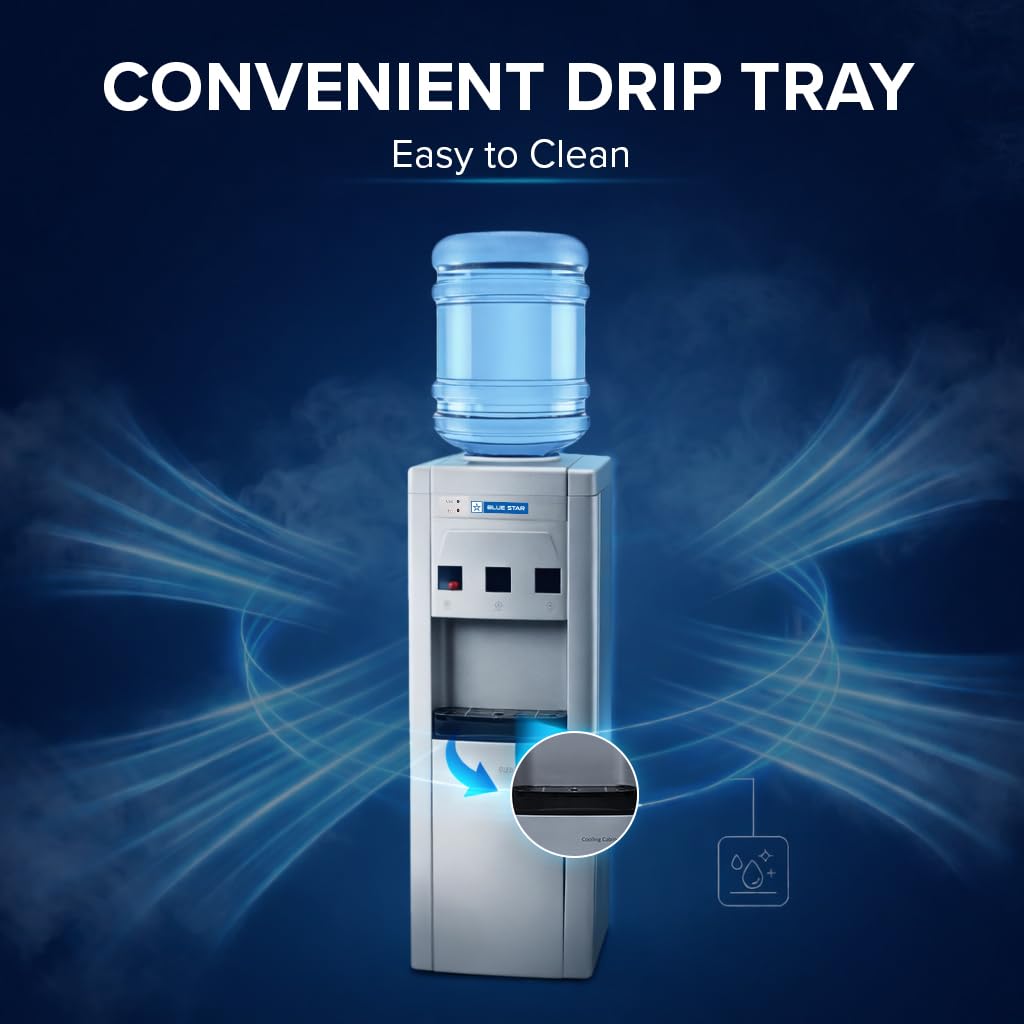 Blue Star BWD3FMRGA-G Water Dispenser with Refrigerator | Hot, Cold & Normal Water | 15L Cooling Cabinet | Floor Standing Water Cooler | GreOnline Mahajan Electronics