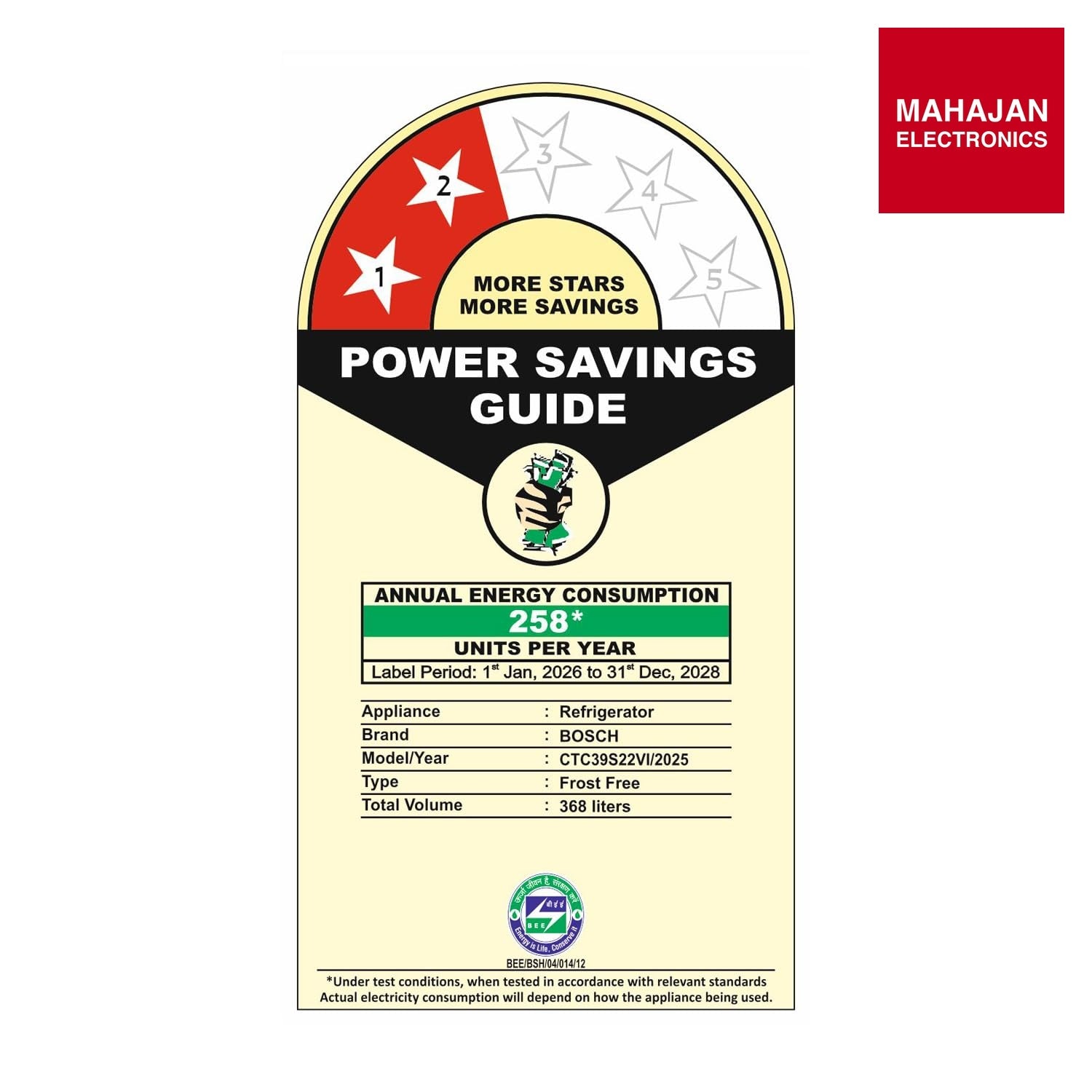 Bosch CTC39S22VI 368L 2 Star Inverter Frost free Double Door Refrigerator ( 6-in-1 Convertible, 18 Hours – Mahajan Electronics Online.