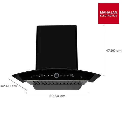 Crompton CHD-IMC60FLE-IND IntelliMotion 60cm 1206m³/hr Ducted Wall Mounted Chimney with Filterless Technology – Mahajan Electronics Online.
