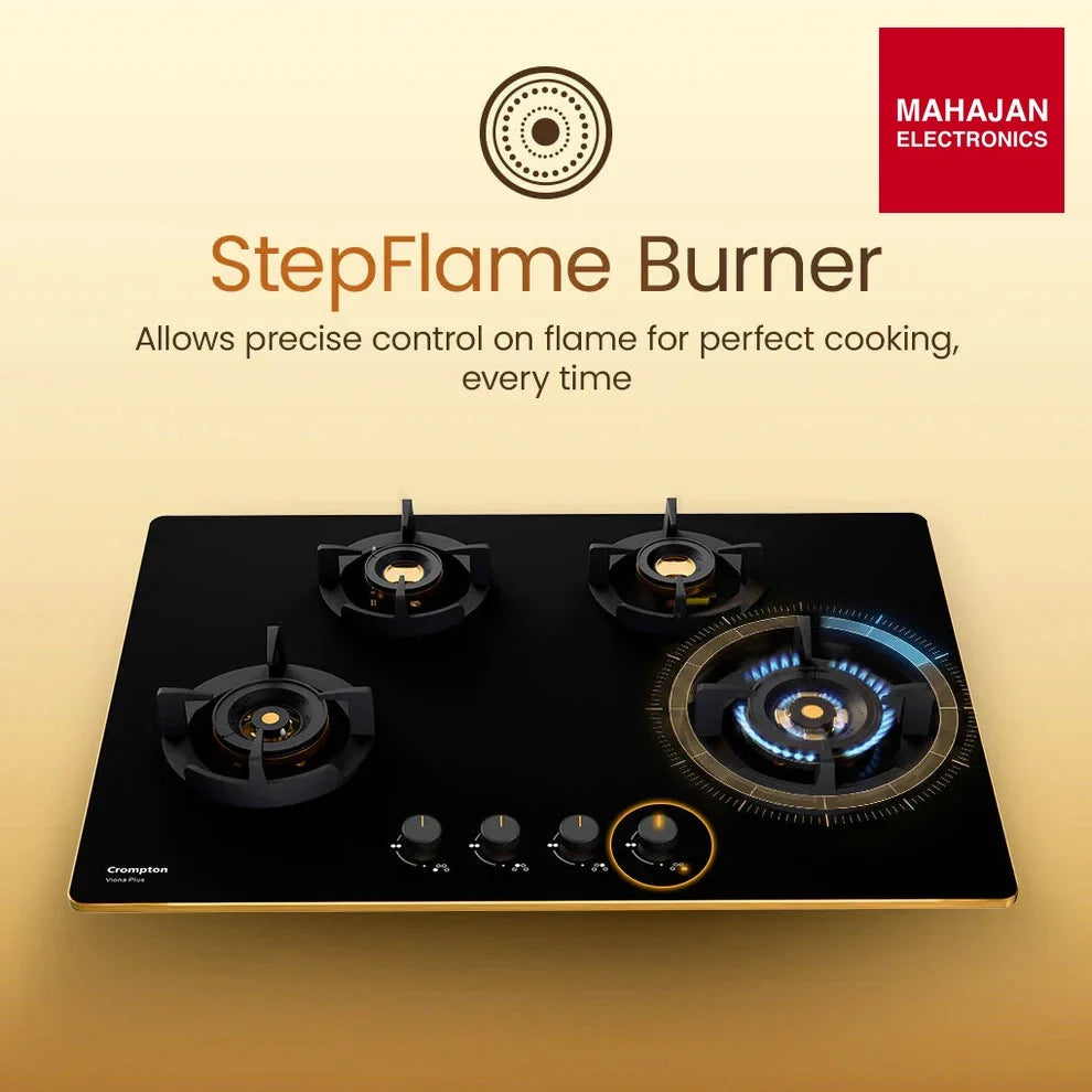 Crompton HOB-VPDC-MBL 82 cm 4 BurnerS Built-in Gas Hob With High Efficiency Brass Burners, Auto-Ignition and – Mahajan Electronics Online.