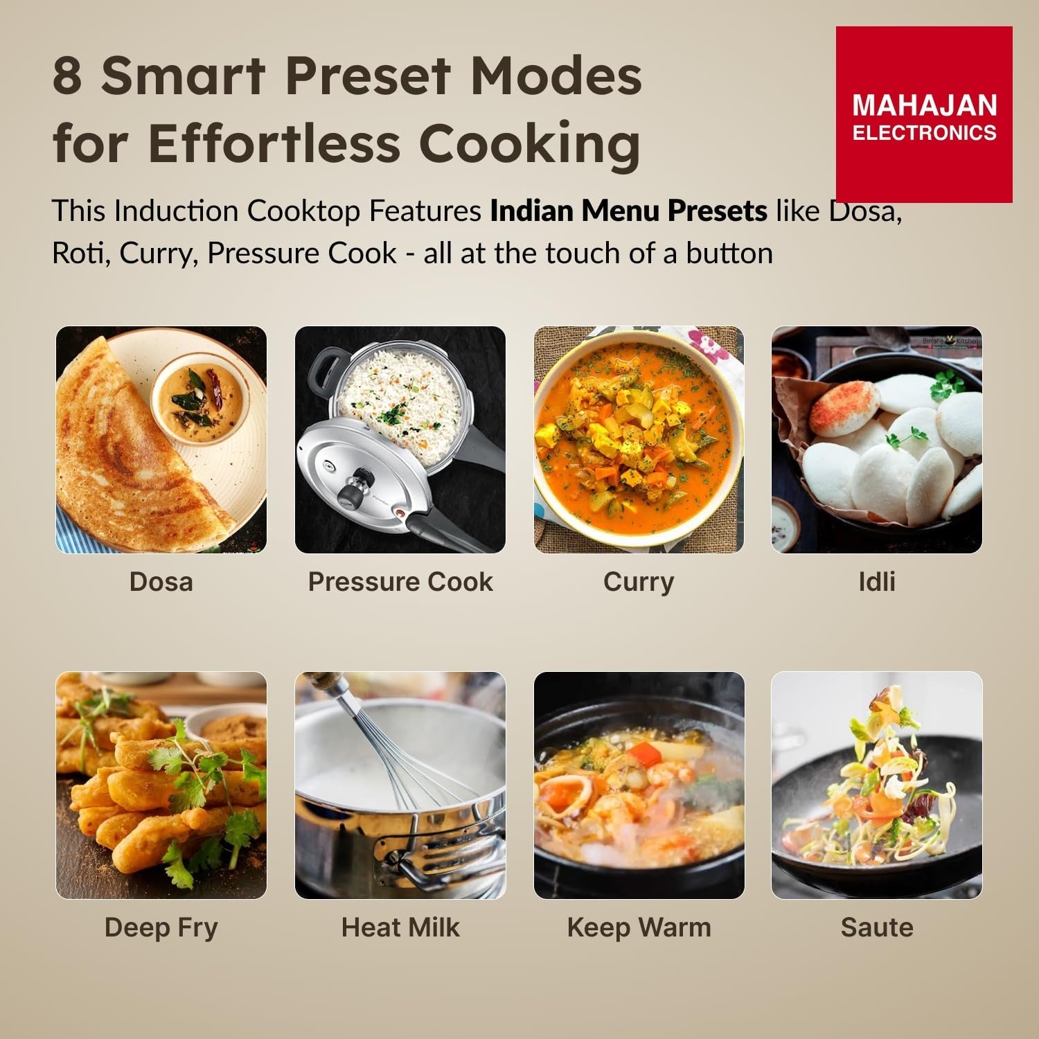 Prestige PIC 20 1600 Watts Induction Cooktop | 4KV Surge Protection | 8 Preset Indian Menu Options & Timer – Mahajan Electronics Online.