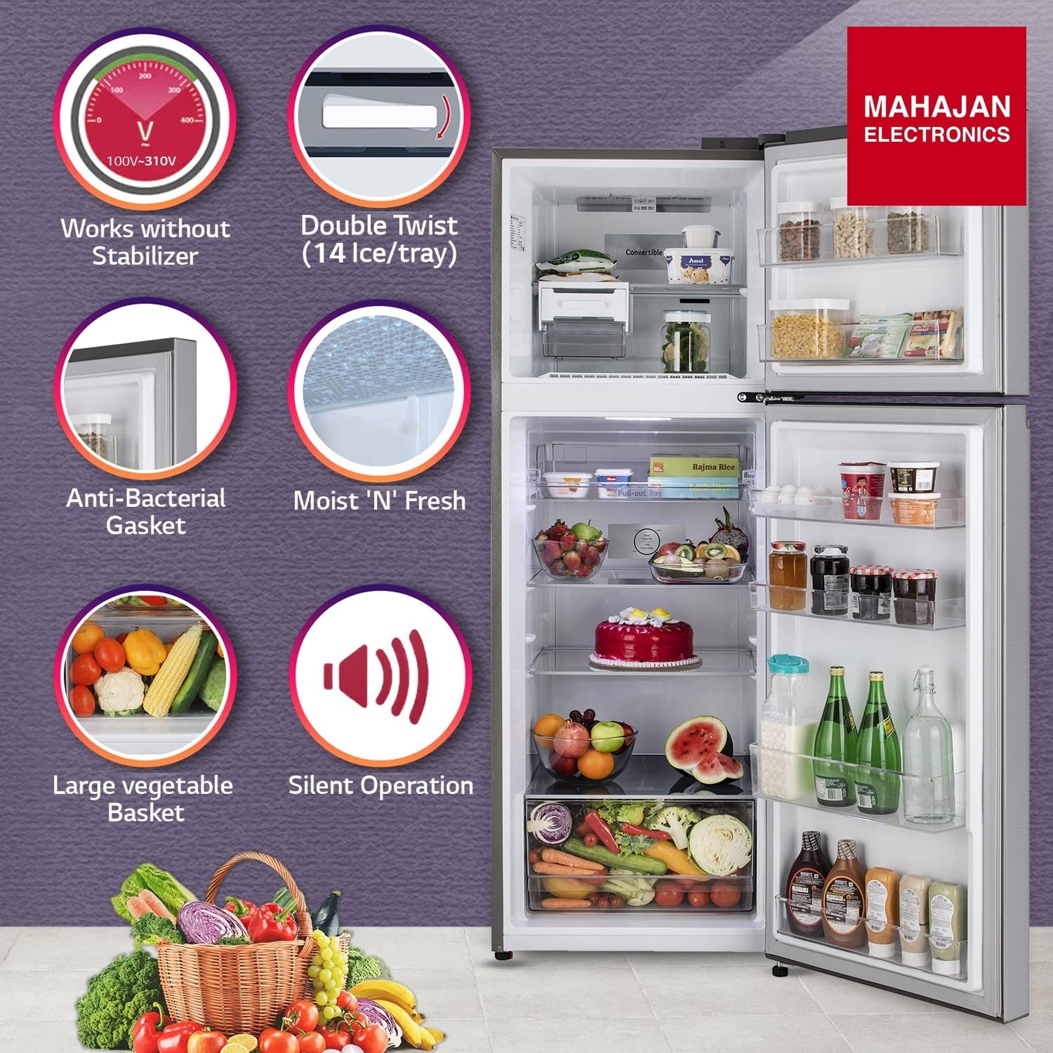 LG GLT3426SNPZ 343L 2 Star Frost Free Double Door Refrigerator (Smart Inverter Compressor, Convertible – Mahajan Electronics Online.