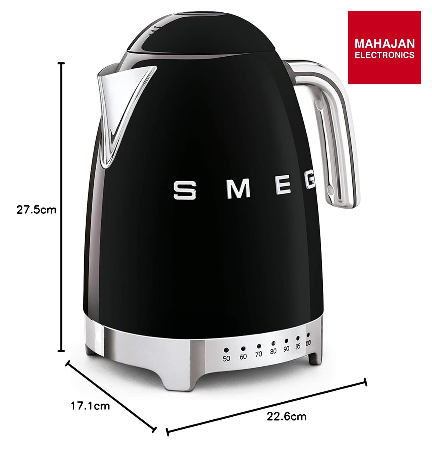 SMEG KLF04BLEU | Electric kettle with temperature control 50's Style | 1.7L | Colour: black – Mahajan Electronics Online.