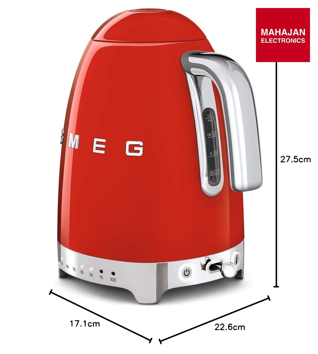 SMEG KLF04RDEU Variable temperature kettle Red 50's Style Aesthetic Mahajan Electronics – Mahajan Electronics Online.