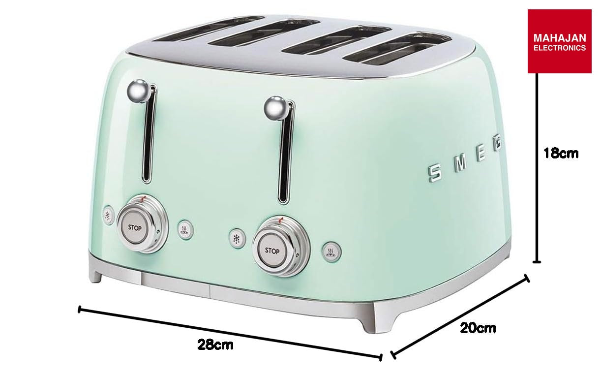 SMEG TSF03PGEU| Toaster 4 slices 50's Style | Colour : Pastel Green – Mahajan Electronics Online.