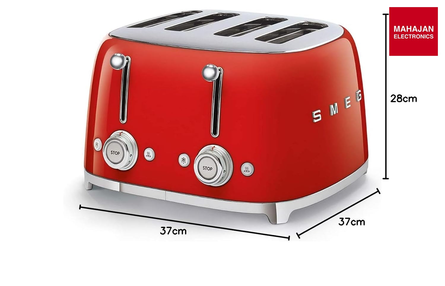 SMEG TSF03RDEU| Toaster 4 slices 50's Style | Colour : Red – Mahajan Electronics Online.