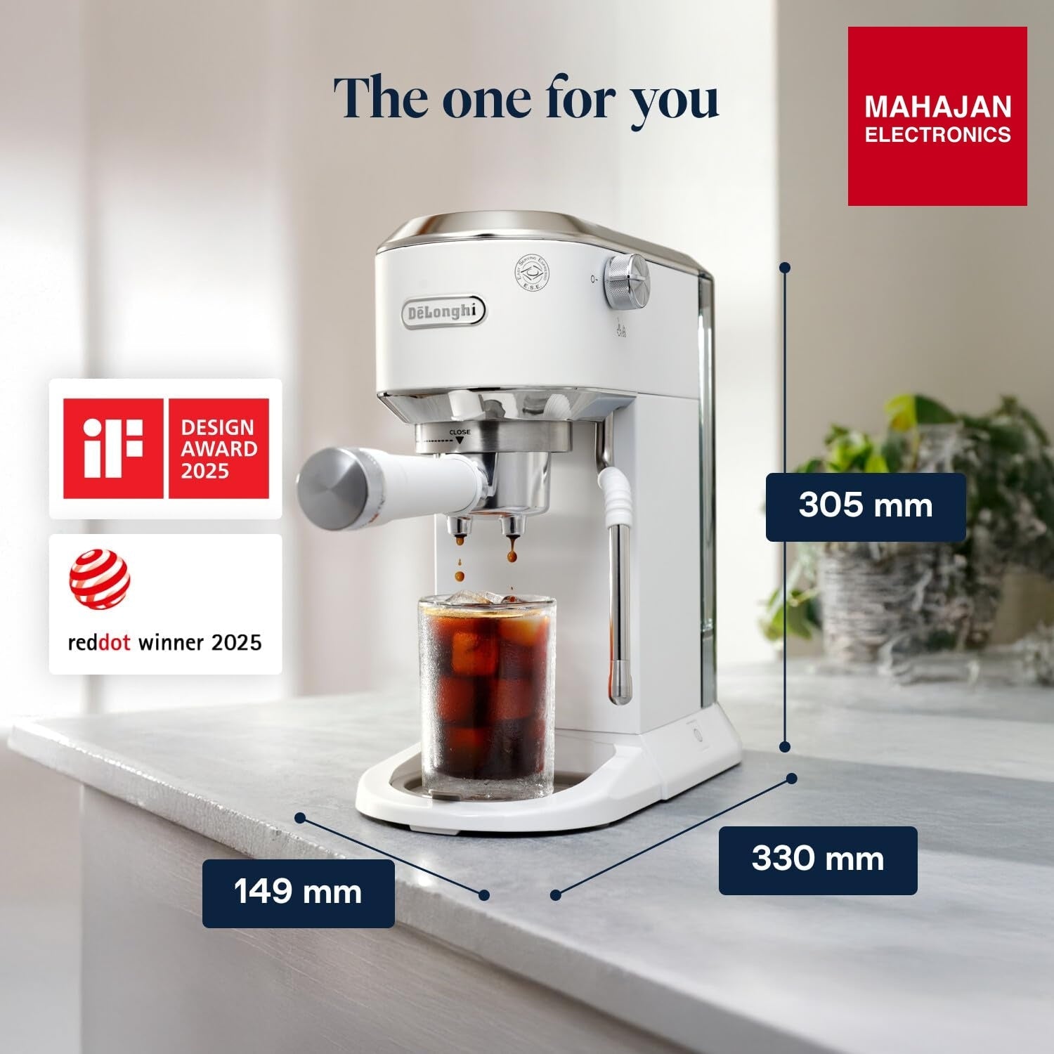 DeLonghi Dedica EC890.WI Compact Espresso machine - Stainless Steel Coffee Maker with Milk Frother Steam – Mahajan Electronics Online.
