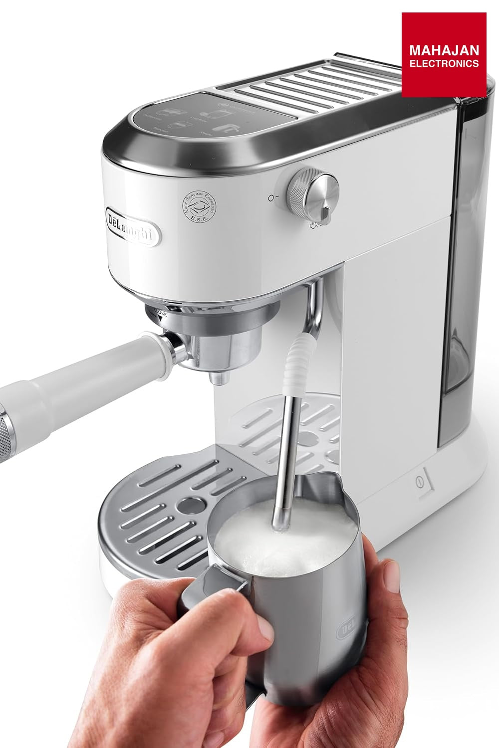 DeLonghi Dedica EC890.WI Compact Espresso machine - Stainless Steel Coffee Maker with Milk Frother Steam – Mahajan Electronics Online.