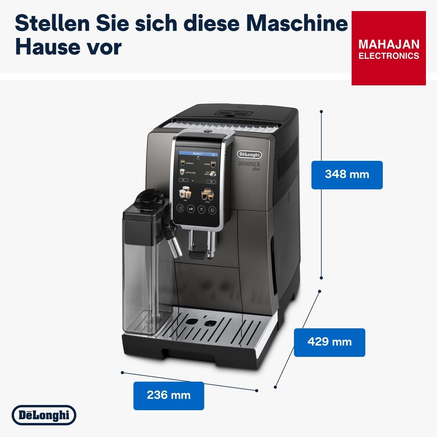 DeLonghi ECAM380.95.TB Dinamica Plus Fully Automatic Coffee Machine, Original Italian Brand, 24+ Hot & Cold – Mahajan Electronics Online.