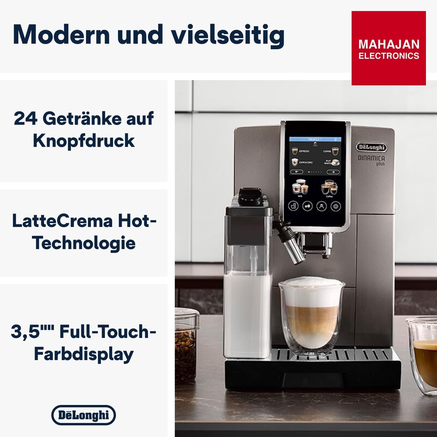 DeLonghi ECAM380.95.TB Dinamica Plus Fully Automatic Coffee Machine, Original Italian Brand, 24+ Hot & Cold – Mahajan Electronics Online.