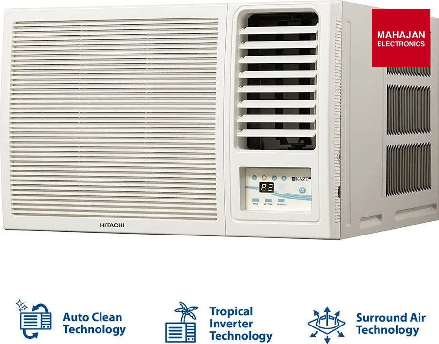 Hitachi RAW318HIDO 1.5 Ton 3 Star FIXED SPEED Window Air Conditioner (Kaze Plus Series) Online-Mahajan – Mahajan Electronics Online.