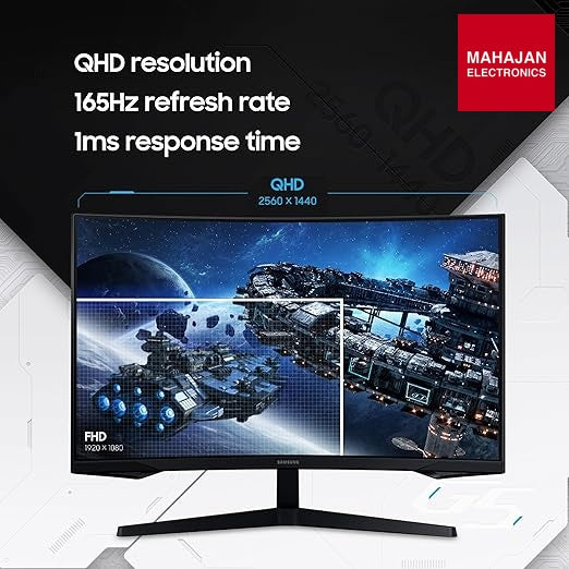 Samsung 27" (68.5cm)LS27CG550EWXXL|Black Odyssey G5 2K Curved Gaming Monitor|QHD 2560 X 1440|1000R – Mahajan Electronics Online.