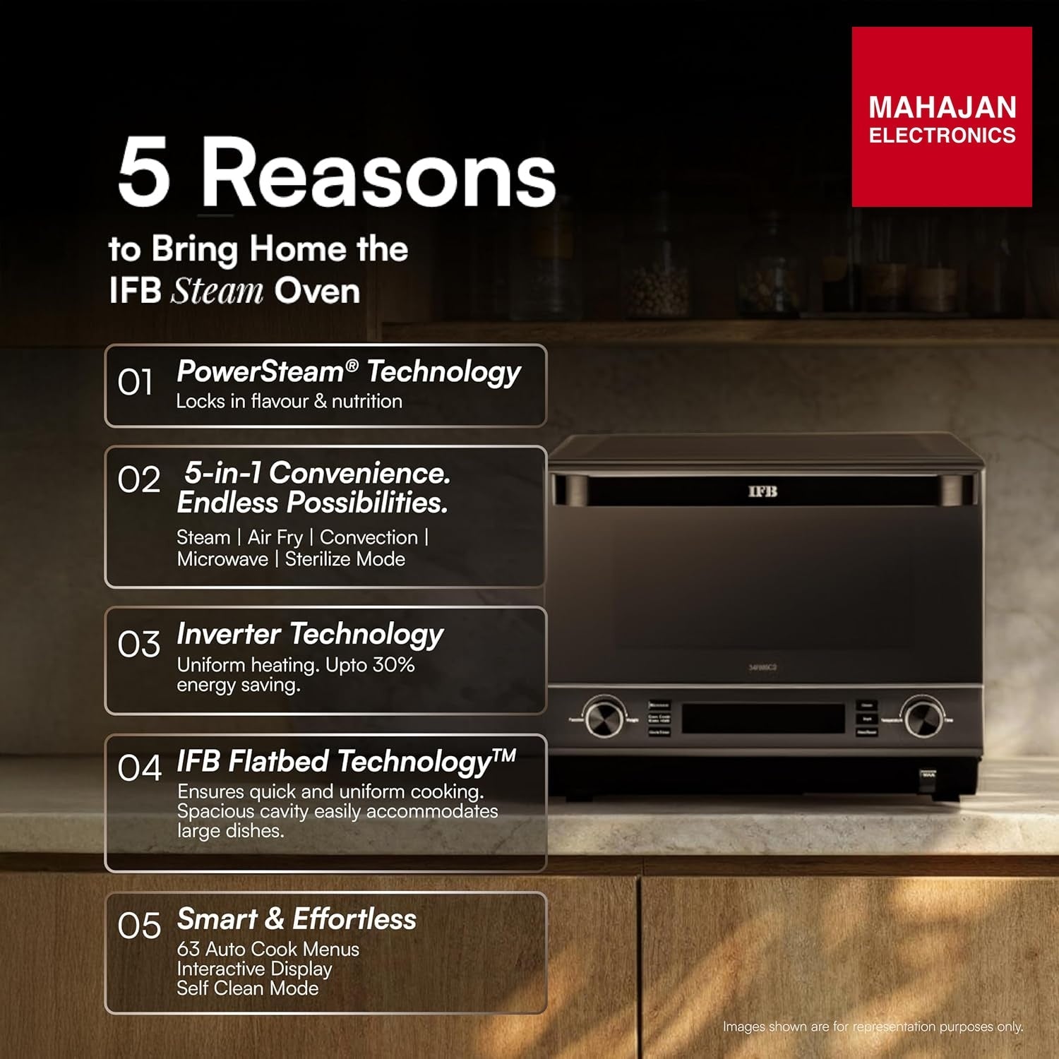 IFB 34FBBSC2 34L, 1000 W, FlatBed with Inverter Technology, 63 Autocook menus, PowerSteam, 6 Power levels, SelfClean, Steralise mode, LCD Display, Convection & Grill Microwave Oven (34FBBSC2, Metallic Grey) mahajan electronics onilne