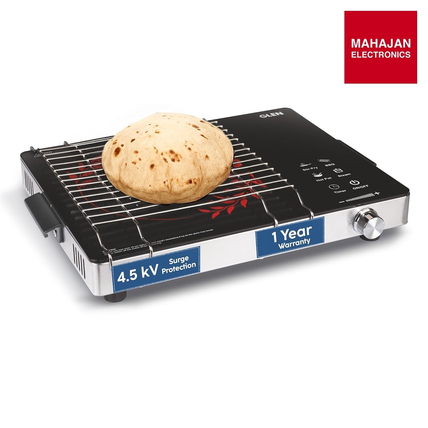 Glen SA-3077IR 2200W Infrared Cooktop Stove with Grill Rack for Barbecue, Touch Control, Crystal Glass Plate – Mahajan Electronics Online.