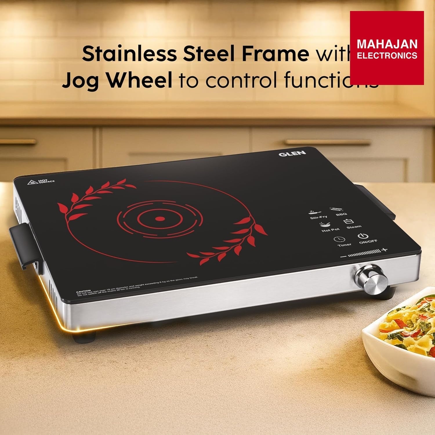 Glen SA-3077IR 2200W Infrared Cooktop Stove with Grill Rack for Barbecue, Touch Control, Crystal Glass Plate – Mahajan Electronics Online.