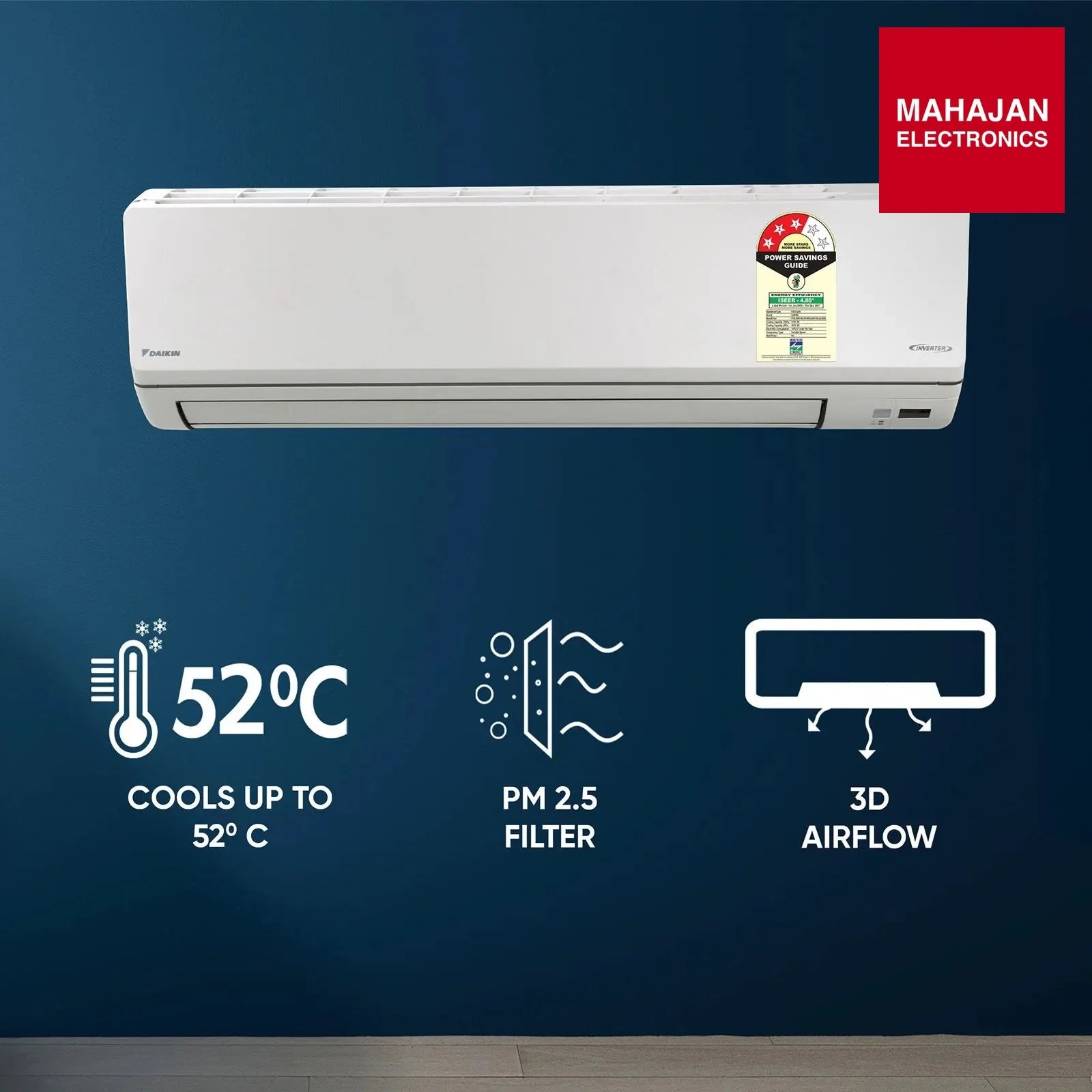 Daikin FTKL90XV16LAA 2.6 Ton 4 (2026) Star Inverter Split AC with PM 2.5 Filter, 16m Air Throw, Swing – Mahajan Electronics Online.