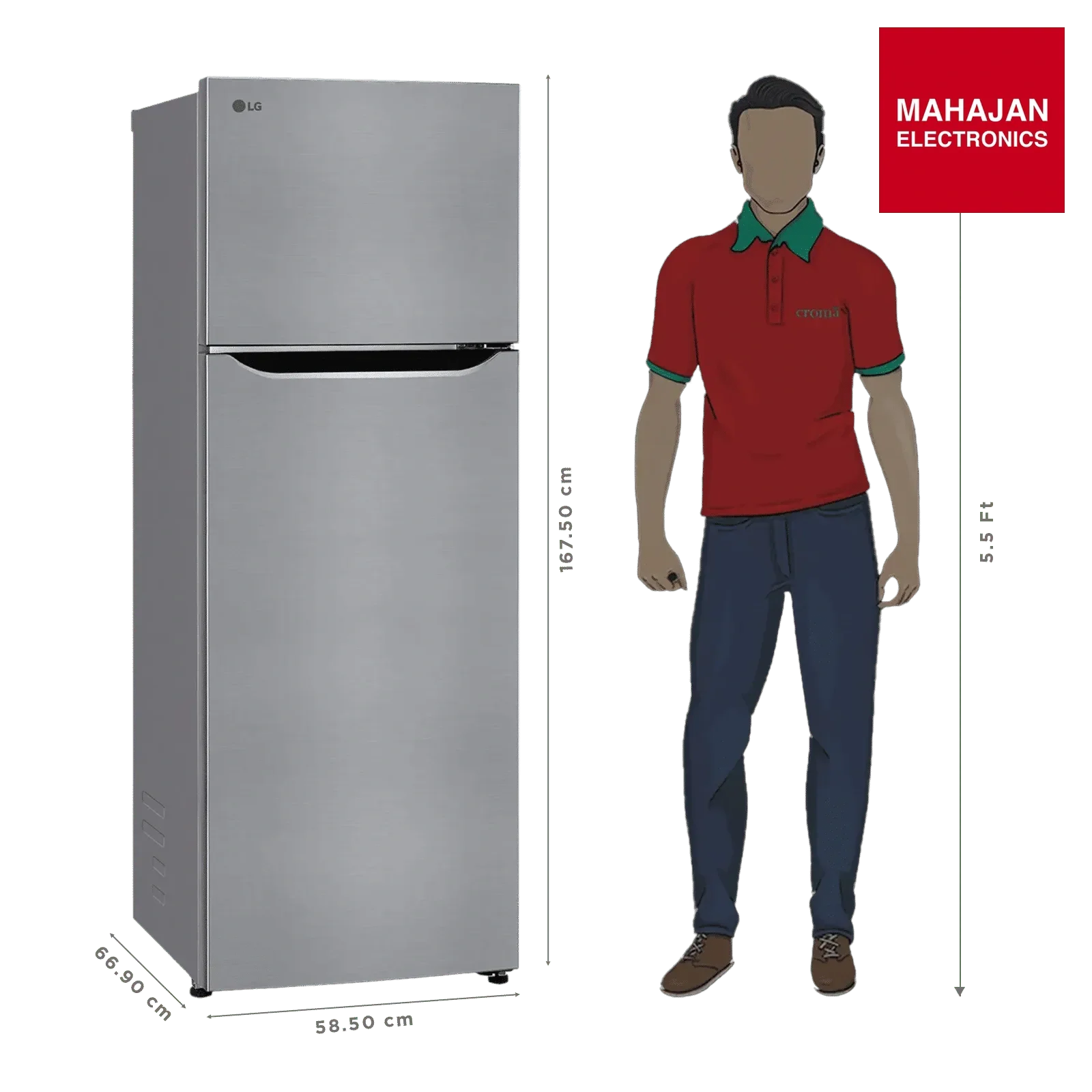 LG GLT2926PDPZ 288 Litres 2 Star Frost Free Double Door Convertible Refrigerator with Smart Diagnosis ( Shiny Steel) (2026 Model) Mahajan Electronics Online