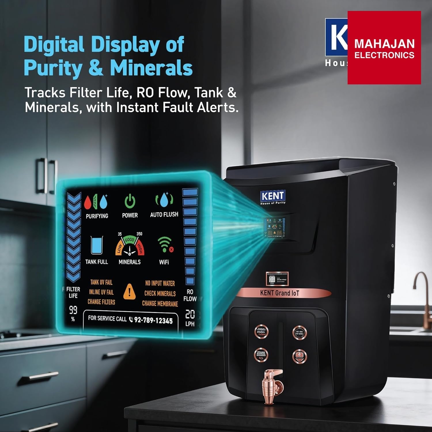 KENT Grand IoT RO Water Purifier| RO+UV+UF+Alk+Cu+TDS Control+UV in Tank | IoT Enabled | Fully Automatic – Mahajan Electronics Online.