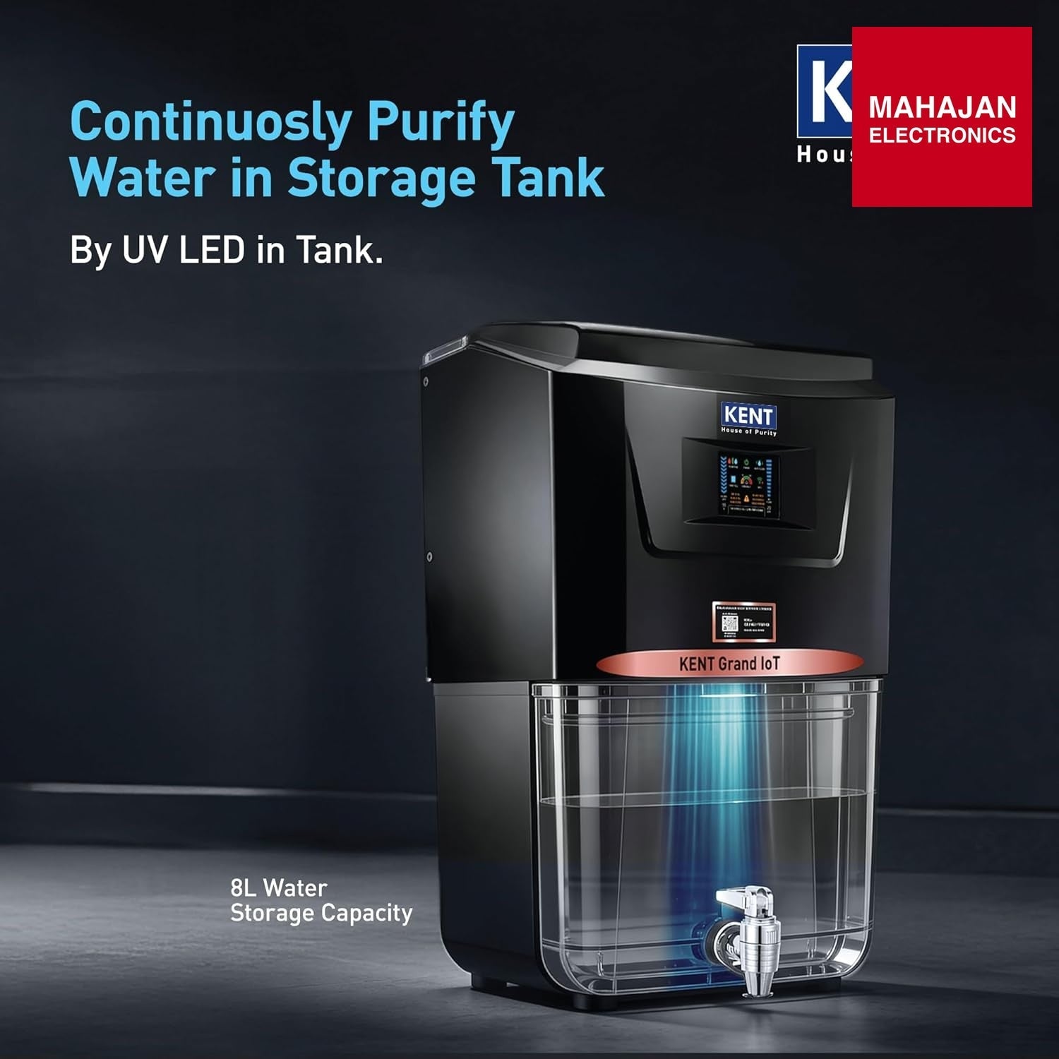 KENT Grand IoT RO Water Purifier| RO+UV+UF+Alk+Cu+TDS Control+UV in Tank | IoT Enabled | Fully Automatic – Mahajan Electronics Online.