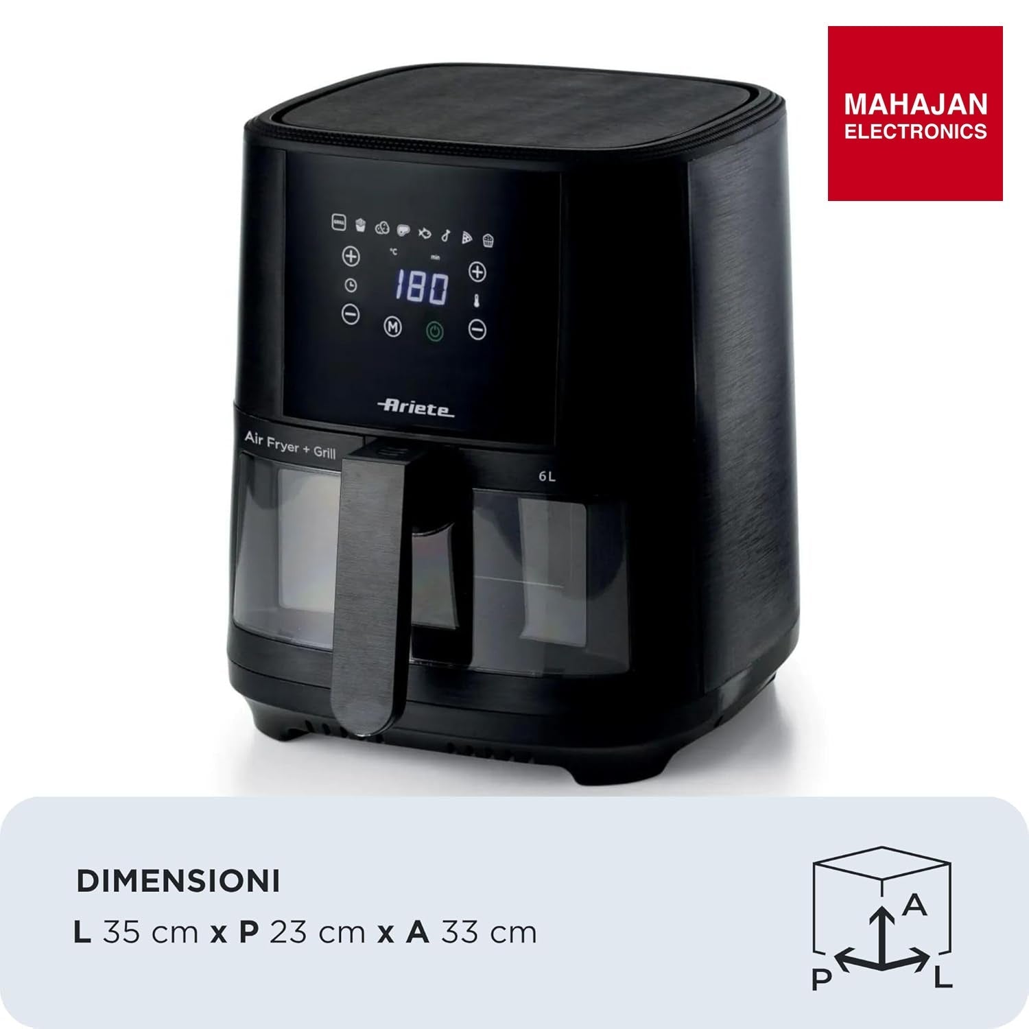 Ariete 4626 6L Air Fryer 1300W with Transparent Basket | Buy Online Delhi NCR Mahajan Electronics – Mahajan Electronics Online.