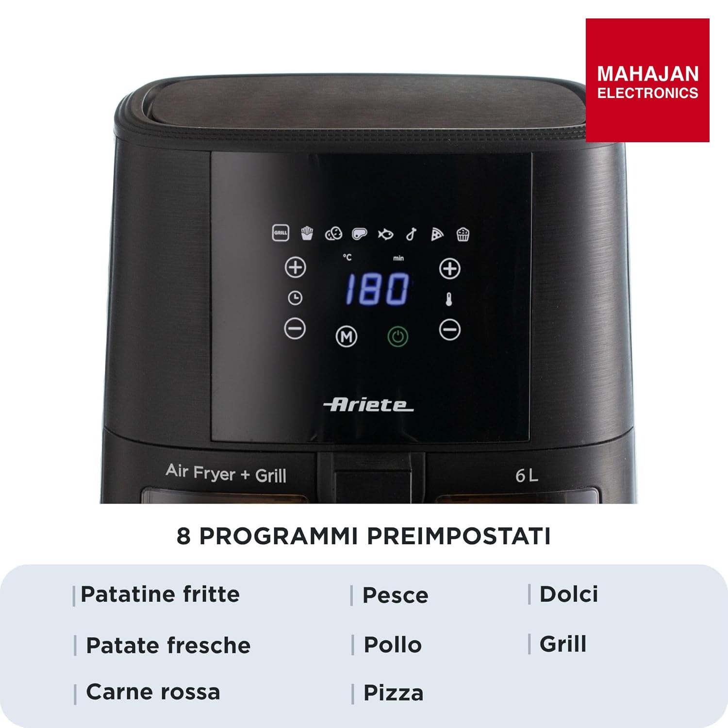 Ariete 4626 6L Air Fryer 1300W with Transparent Basket | Buy Online Delhi NCR Mahajan Electronics – Mahajan Electronics Online.