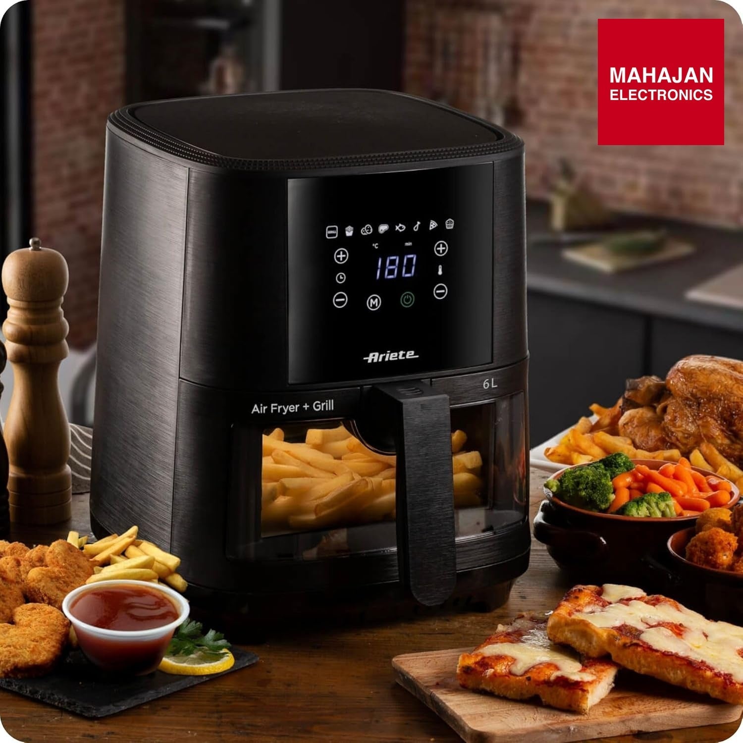 Ariete 4626 6L Air Fryer 1300W with Transparent Basket | Buy Online Delhi NCR Mahajan Electronics – Mahajan Electronics Online.