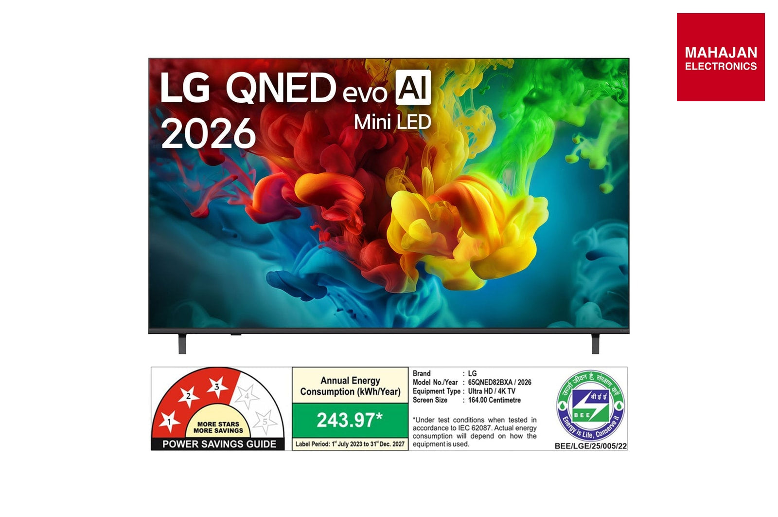 LG 65QNED82BXA 65 Inch 4K QNED Smart TV (Dolby Vision & Atmos, α8 AI Processor 4K Gen3, Black) 2026 – Mahajan Electronics Online.