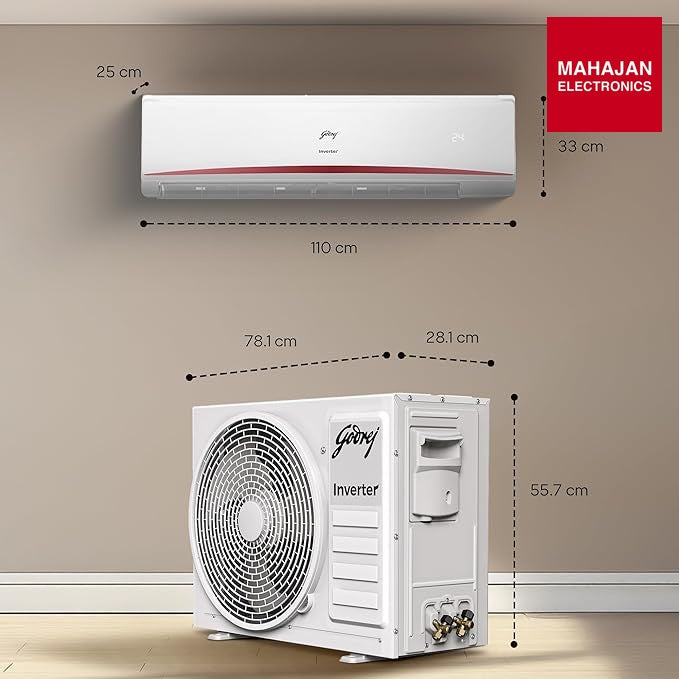 Godrej HIC 30K3TG RA 4  2.5 Ton 3 Star, AI powered, 5-In-1 Convertible Cooling, 4 Way Air Swing Inverter Split AC(Copper,Heavy-Duty Cooling At 52 °C, AC 2.5T  HIC 30K3TG RA 4, White)-Online Mahajan Electronics