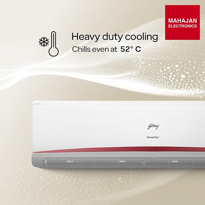 Godrej HIC 30K3TG RA 4  2.5 Ton 3 Star, AI powered, 5-In-1 Convertible Cooling, 4 Way Air Swing Inverter Split AC(Copper,Heavy-Duty Cooling At 52 °C, AC 2.5T  HIC 30K3TG RA 4, White)-Online Mahajan Electronics