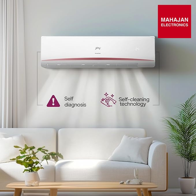 Godrej HIC 30K3TG RA 4  2.5 Ton 3 Star, AI powered, 5-In-1 Convertible Cooling, 4 Way Air Swing Inverter Split AC(Copper,Heavy-Duty Cooling At 52 °C, AC 2.5T  HIC 30K3TG RA 4, White)-Online Mahajan Electronics