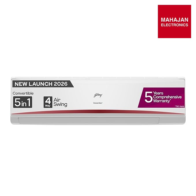 Godrej HIC 30K3TG RA 4  2.5 Ton 3 Star, AI powered, 5-In-1 Convertible Cooling, 4 Way Air Swing Inverter Split AC(Copper,Heavy-Duty Cooling At 52 °C, AC 2.5T  HIC 30K3TG RA 4, White)-Online Mahajan Electronics
