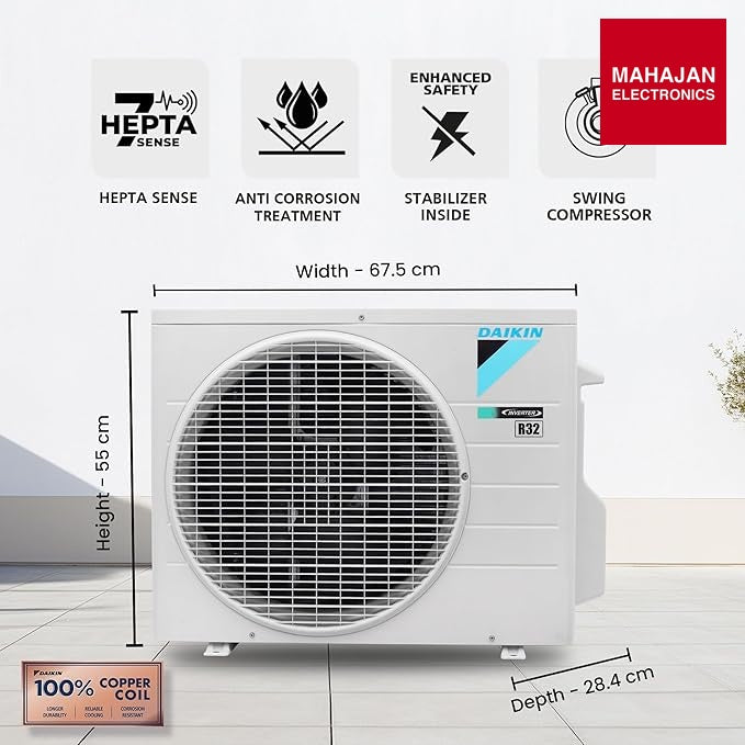 Daikin FTHT35XV16 (2026 Series) 1 Ton 3 Star Hot & Cold Heat Pump Inverter Split Air Conditioners – Mahajan Electronics Online.