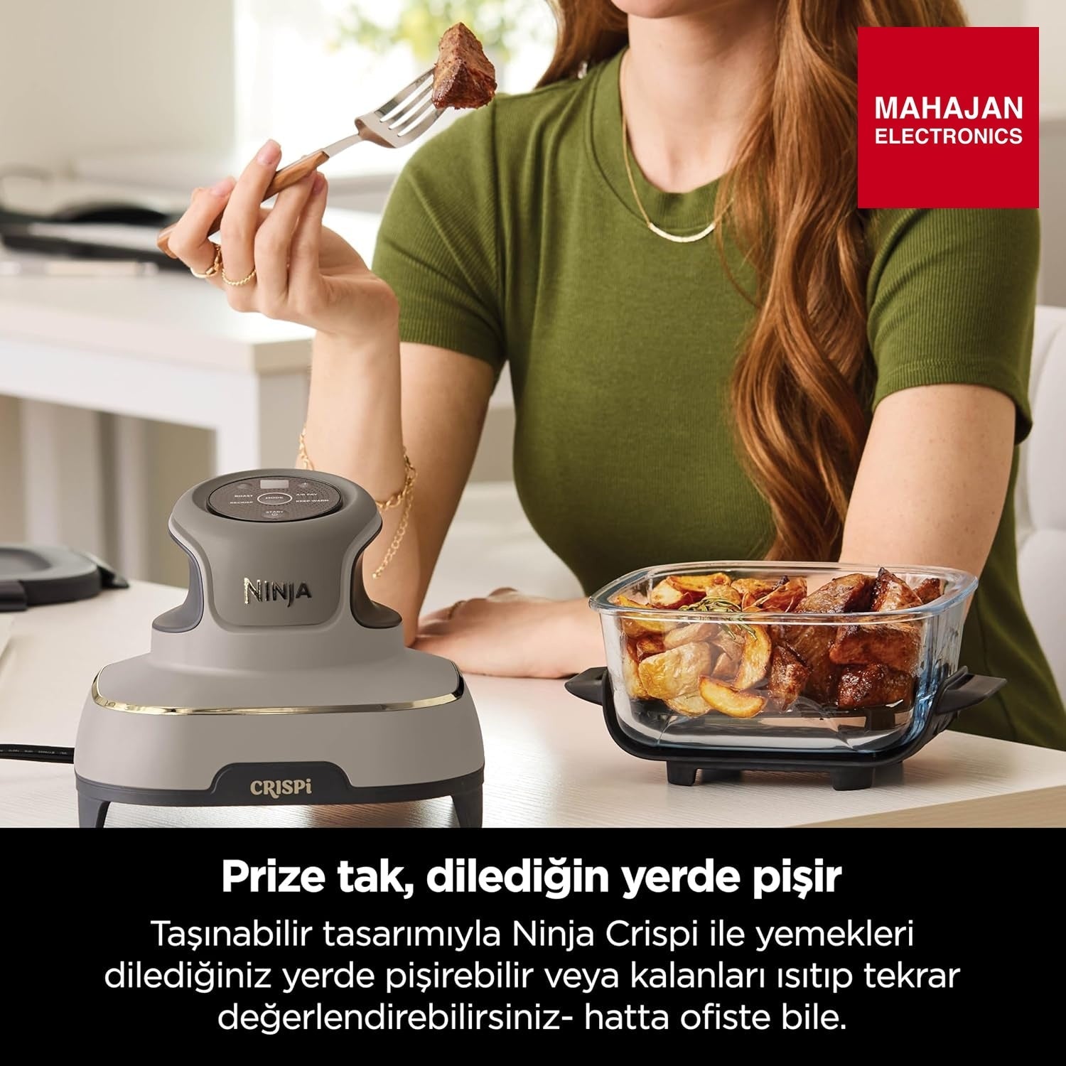 Ninja FN101EUST CRISPi Portable Air Fryer, 3.8 L, 4-in-1: Airfry, Roasting, Keeping Warm, Crispy Warming – Mahajan Electronics Online.