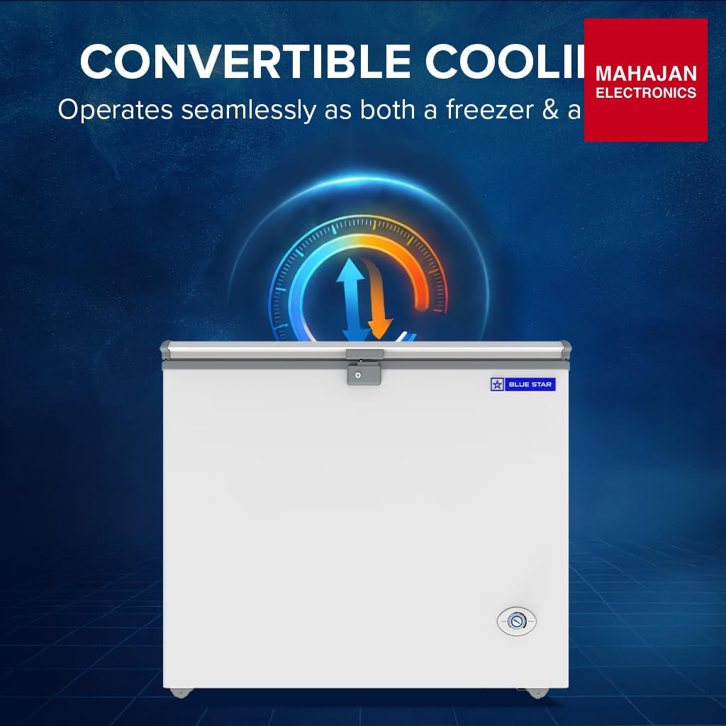Blue Star HT3-N230, 215 Liter Hard Top Single Door Deep Freezer (White, 3-star) Bluestar – Mahajan Electronics Online.