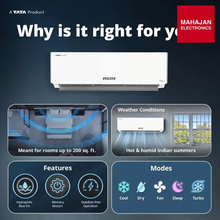 Voltas 245INV VACTRA PLUSH 2 Ton 5 Star Inverter Split AC (2026 Series)-Made in india-Online Mahajan – Mahajan Electronics Online.