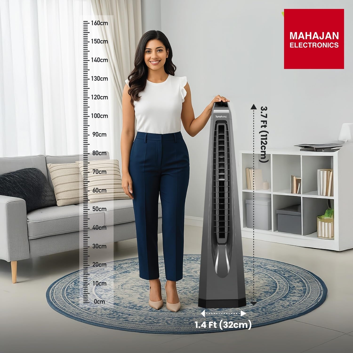 Symphony AFNTF002 Surround-i Bladeless Tower Fan for Room (Grey) | High-Speed Airflow | Touchscreen Panel – Mahajan Electronics Online.