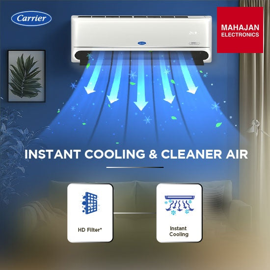 Carrier 18k INDUS GX 1.5 Ton 2 Star Fixed Speed Split AC ( R32, Copper Condenser, PM 2.5 Filter,Cooling – Mahajan Electronics Online.