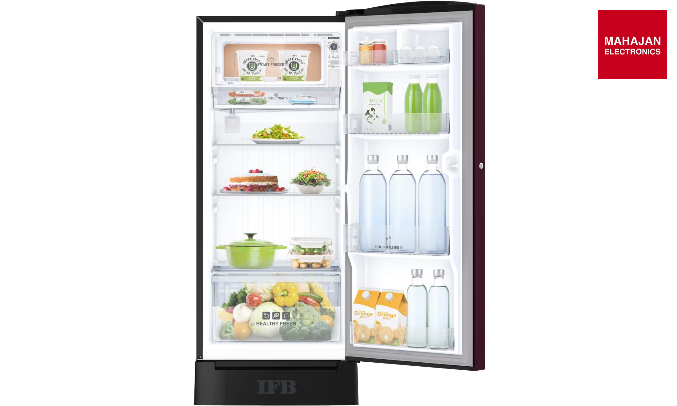 IFB IFBDC-213DIRND 187 L 4 Star Direct Cool Single ARefrigerator XL Bottle Bin,Red Flower-Online Mahajan – Mahajan Electronics Online.