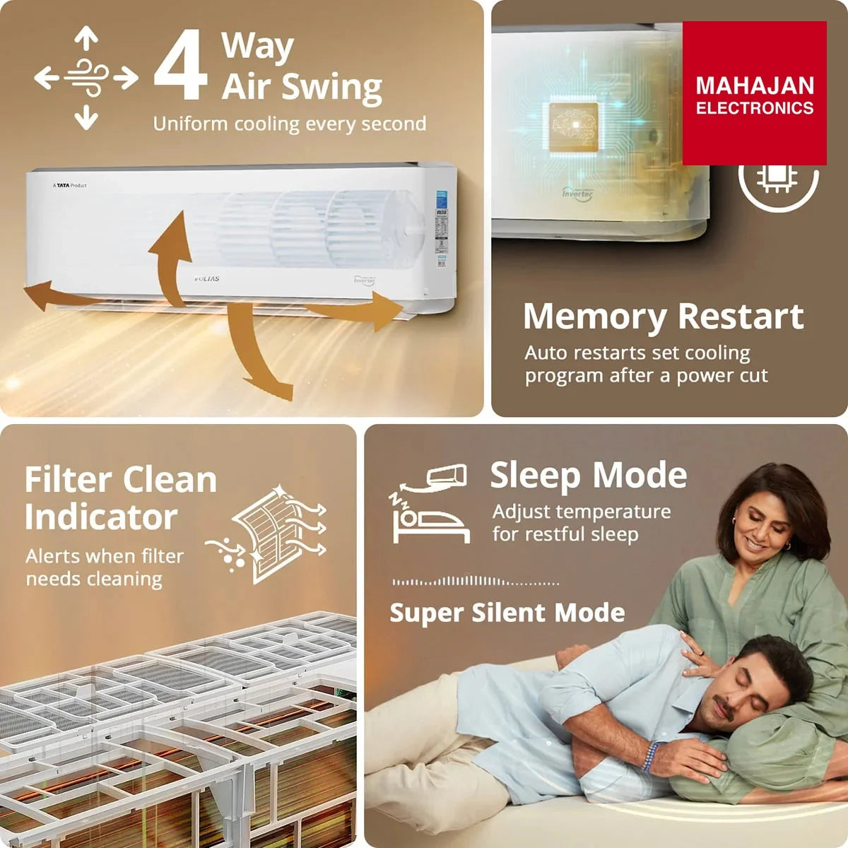 Voltas 243Inv Venus Luxe Adjustable Inverter AC (2026 Series) Heavy-Duty 1.5 Ton, 3 Star Split Ac-Online – Mahajan Electronics Online.