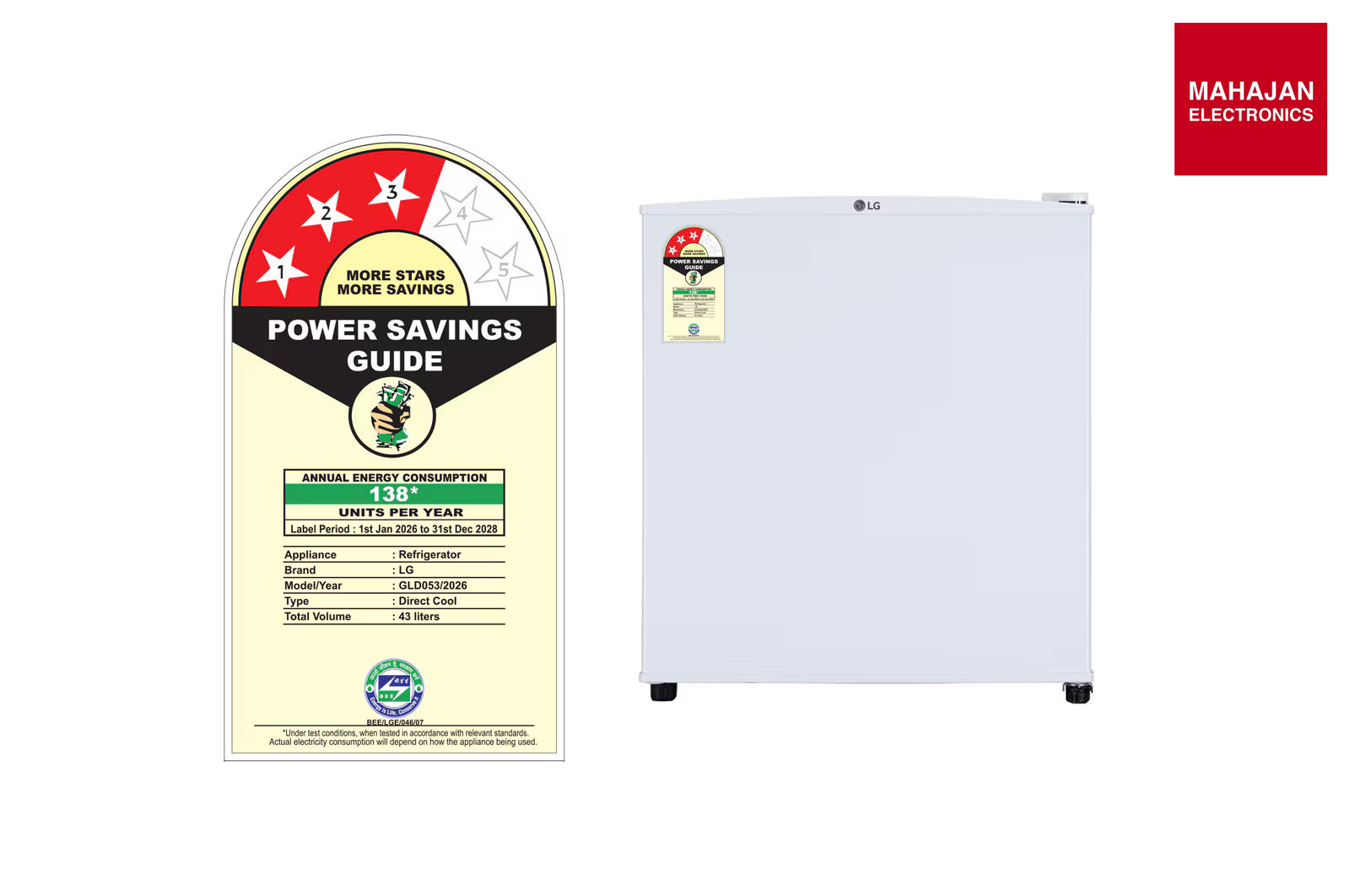LG GLD0536VRSW 43 L Single Door Refrigerator, Mini Bar, Direct Cool, Polypropylene Shelf, Anti-Bacterial – Mahajan Electronics Online.