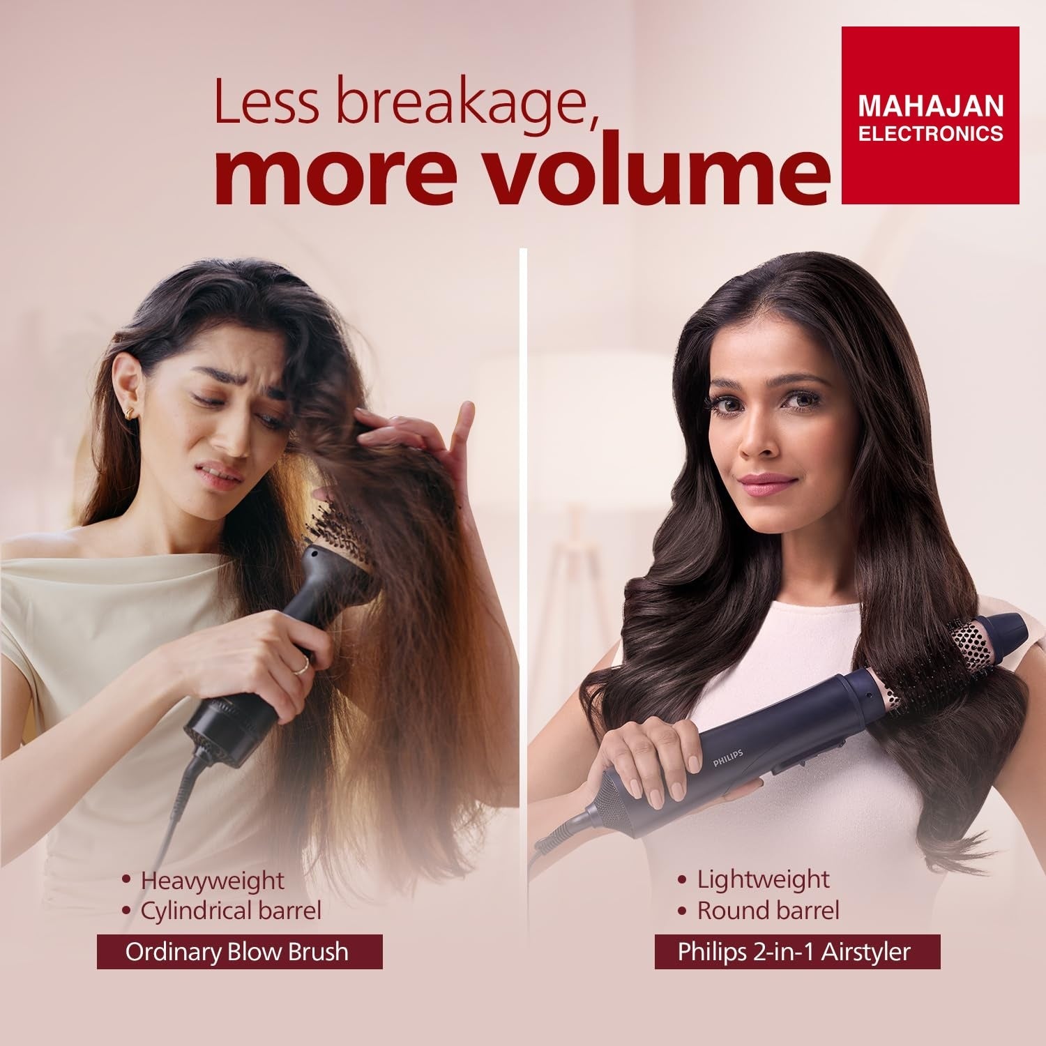 Philips BHA531/10 India’s No.1 Hair Styling Brand 2-in-1 Airstyler | Straightening Brush + Hot Air Brush – Mahajan Electronics Online.