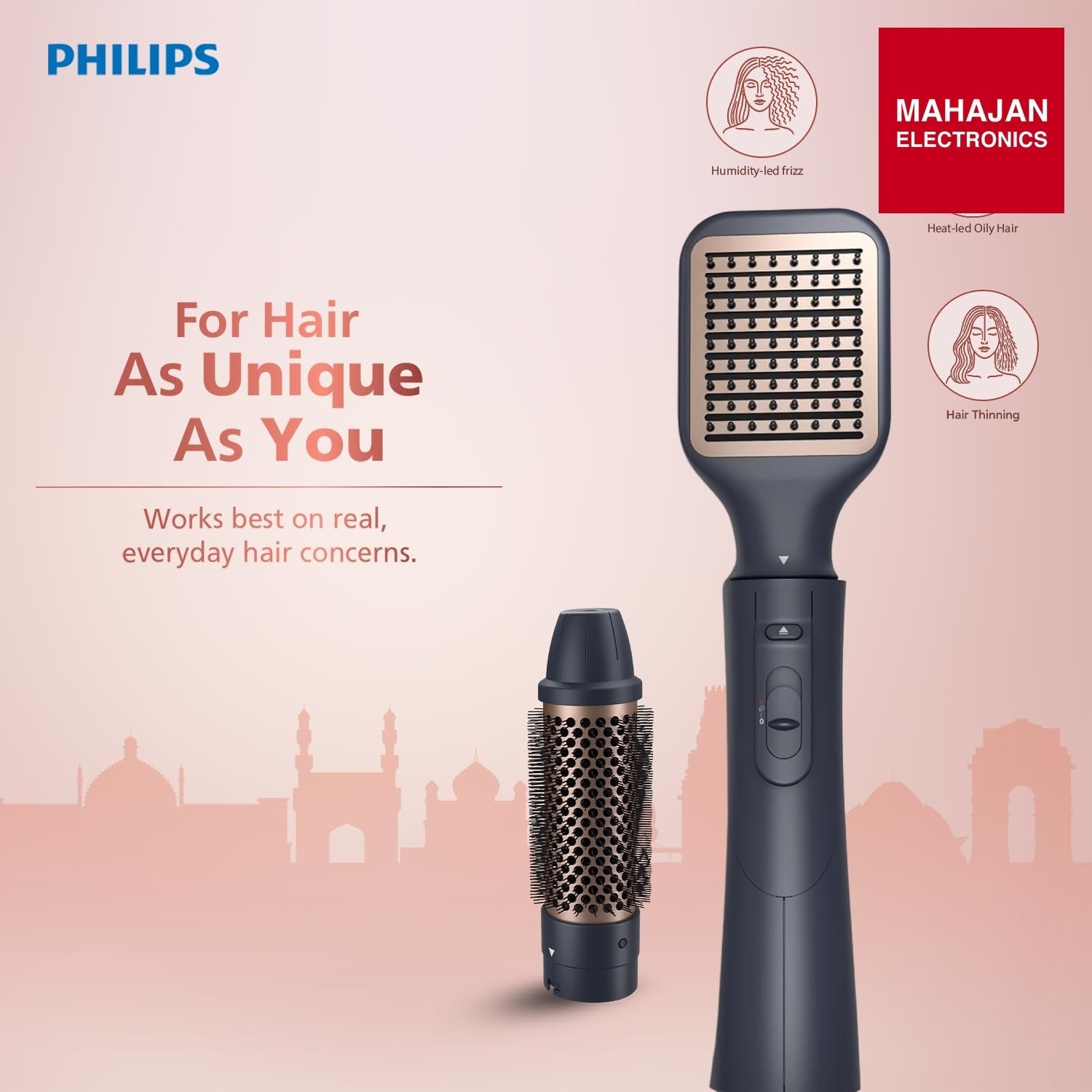 Philips BHA531/10 India’s No.1 Hair Styling Brand 2-in-1 Airstyler | Straightening Brush + Hot Air Brush – Mahajan Electronics Online.