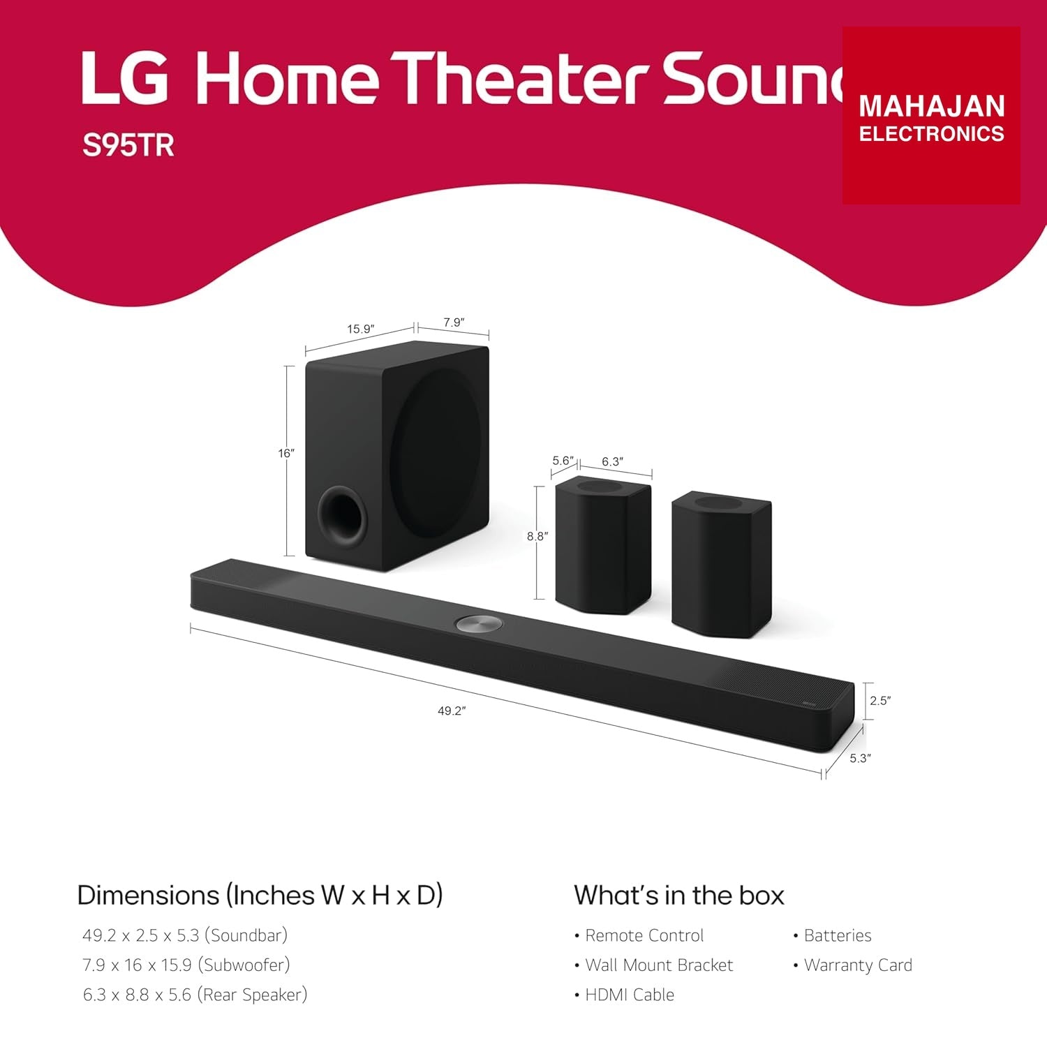 LG S95TR 810W 9.1.5 Channel Dolby Atmos, True Wireless Triple Up-Firing Speaker with Up-Firing Rear Speaker – Mahajan Electronics Online.