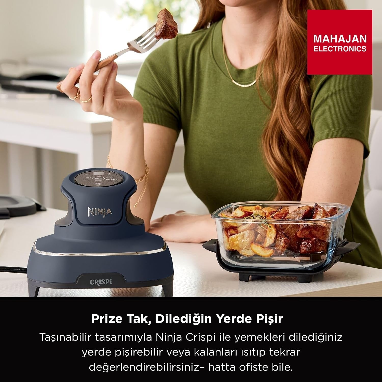 Ninja FN101EUGY CRISPi Portable Air Fryer, 3.8 L, 4-in-1: Airfry, Roasting, Keeping Warm, Crispy Warming – Mahajan Electronics Online.