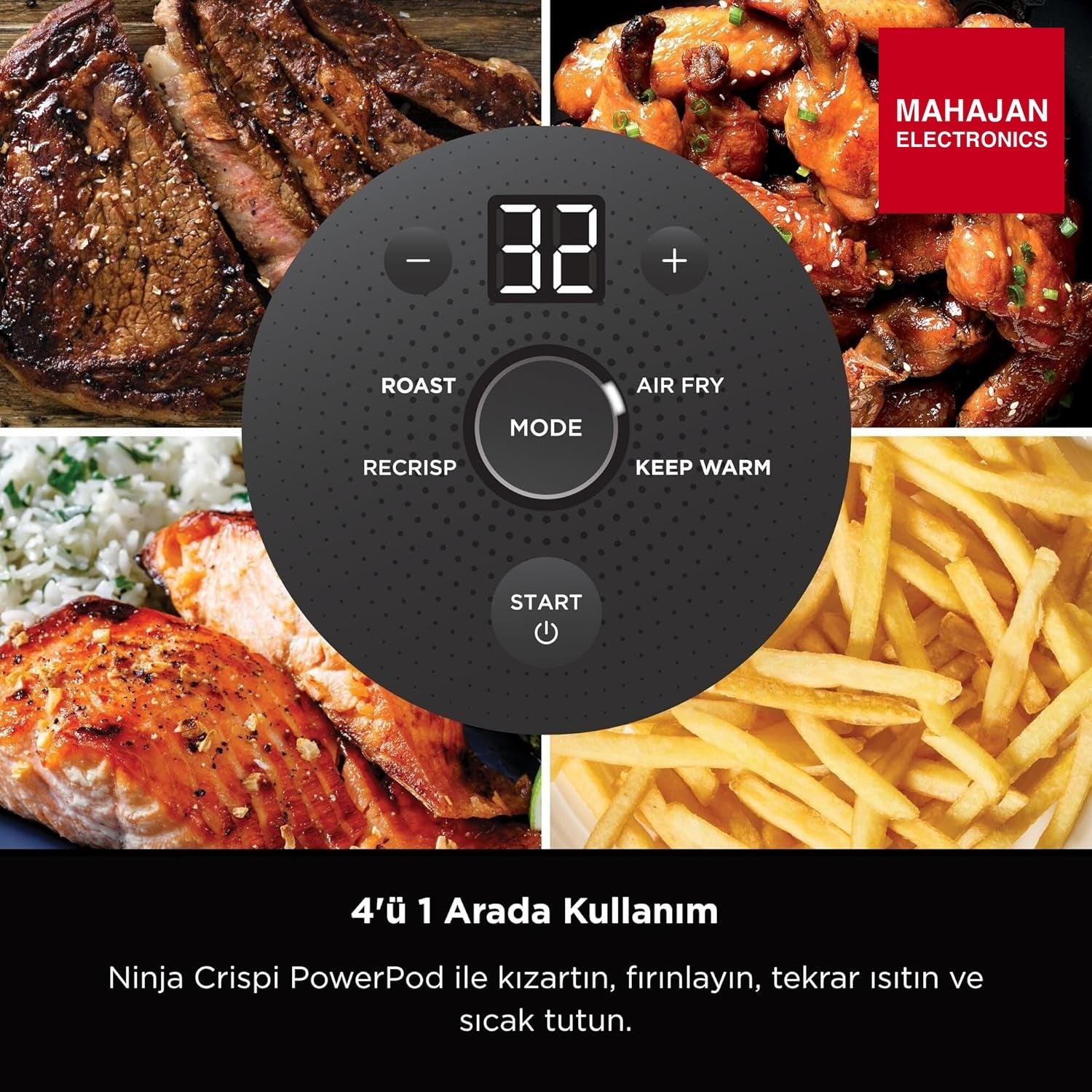 Ninja FN101EUGY CRISPi Portable Air Fryer, 3.8 L, 4-in-1: Airfry, Roasting, Keeping Warm, Crispy Warming – Mahajan Electronics Online.