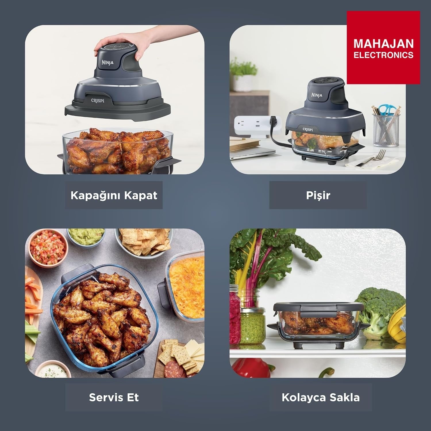 Ninja FN101EUGY CRISPi Portable Air Fryer, 3.8 L, 4-in-1: Airfry, Roasting, Keeping Warm, Crispy Warming – Mahajan Electronics Online.