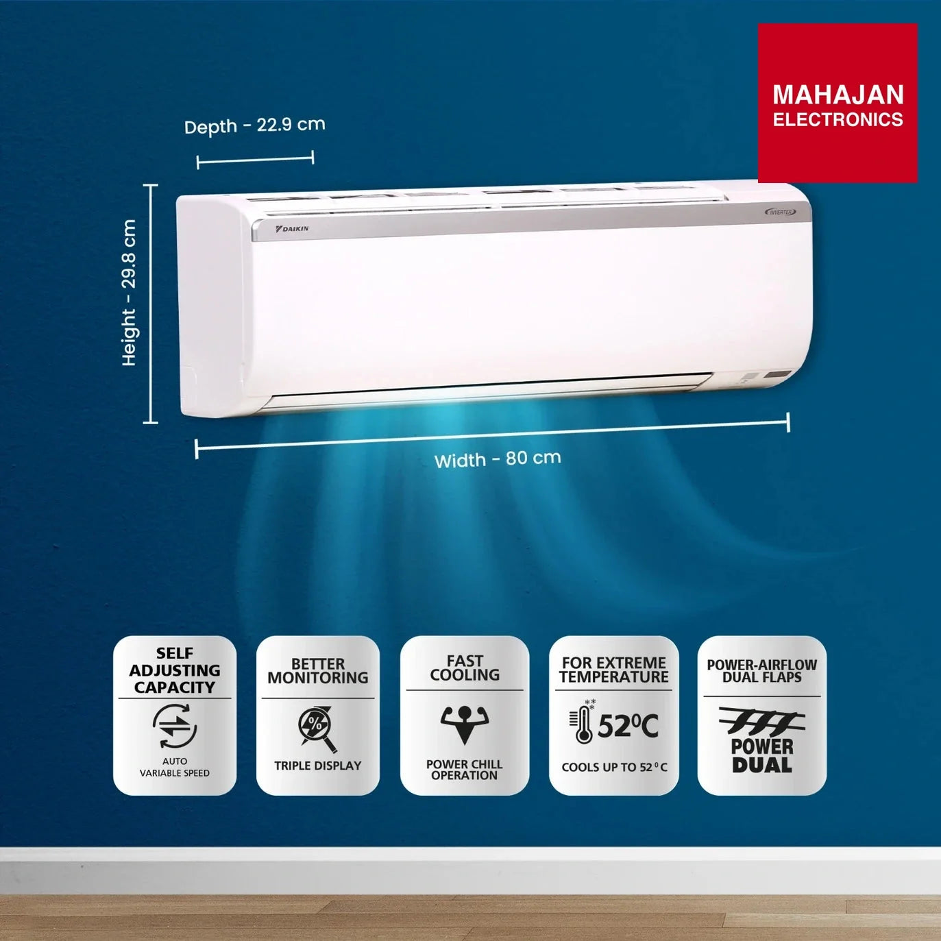 Daikin FTKC48XV16VLA 1.4 Ton 3 Star Inverter Split AC | Dew Clean | Triple Display | PM 2.5 Filter | R32 – Mahajan Electronics Online.
