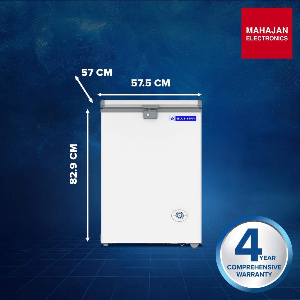 Blue Star HT2-N130 130L Double Door Deep Freezer ( 108L STORAGE)| R290 | 2 Star | White-Online Mahajan – Mahajan Electronics Online.